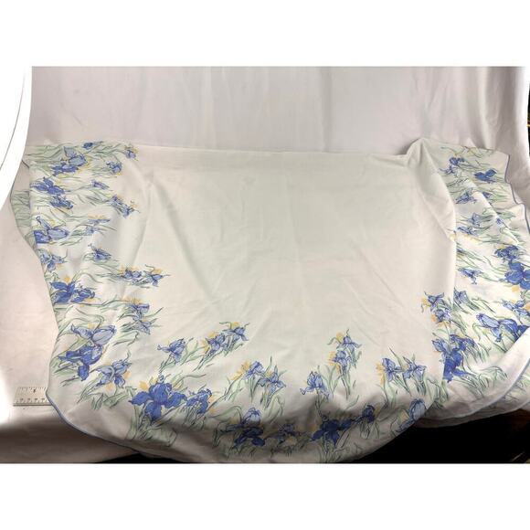 VTG 7 pc Soft Blue Floral - Bath Hand Towels Tablecloth Linen Retro Home Decor - Picture 9 of 12